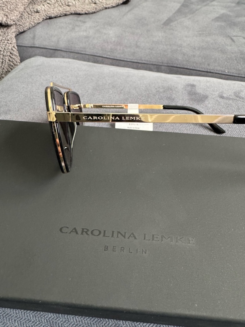 SALE Carolina Lemke Berlin Sunglasses - Black Frame with Gold trim - Picture 3 of 8